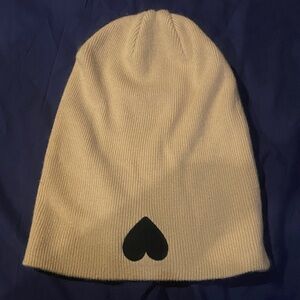JoyLab Cream Beanie with Black Heart